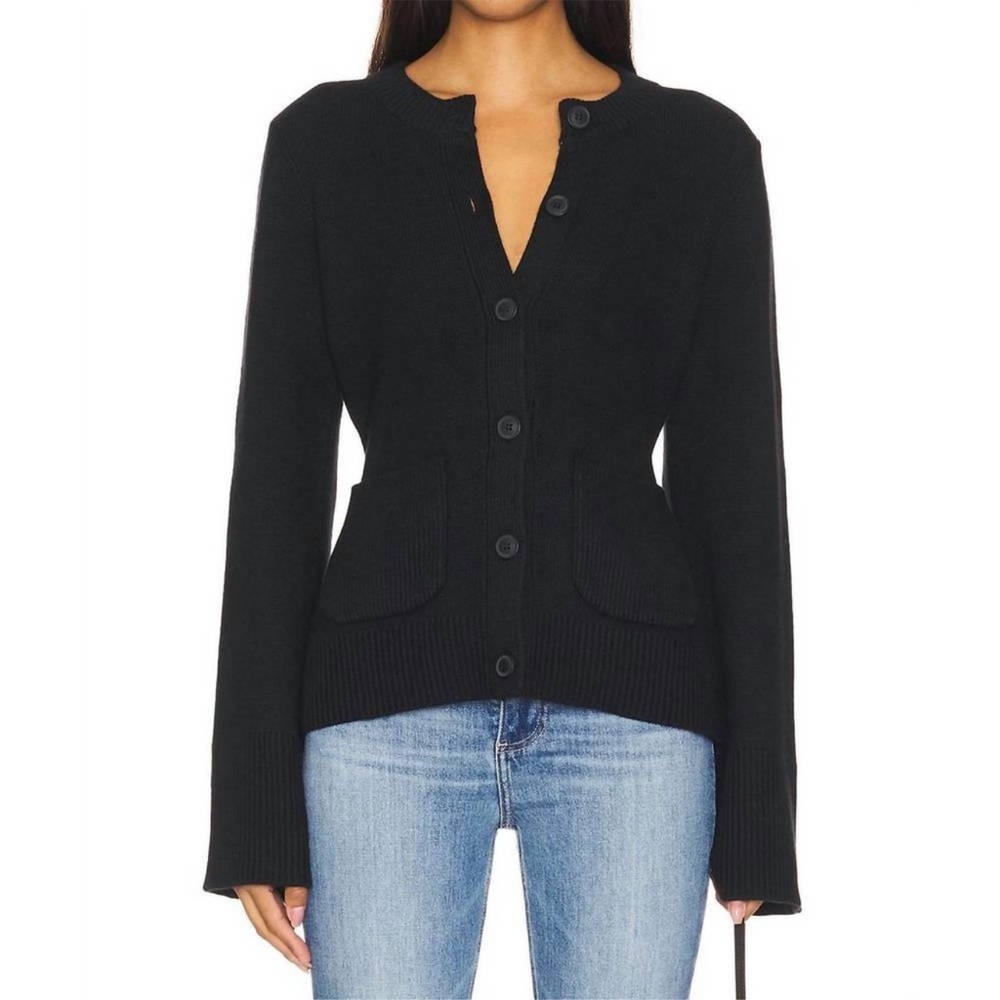 NEW PISTOLA dani Cashmere Wool blend Black‎ cardigan Swater